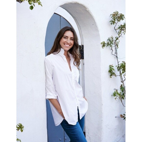 Frank & Eileen Joedy Size Large Boyfriend Button Down Superfine Shirt Pink Blue - Picture 5 of 16